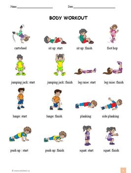 body workout health physical education esl ell distance learning