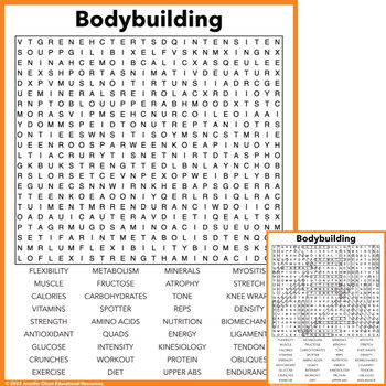 Preview of Bodybuilding Word Search