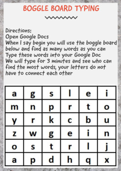 Preview of Boggle Board Game for Typing Class