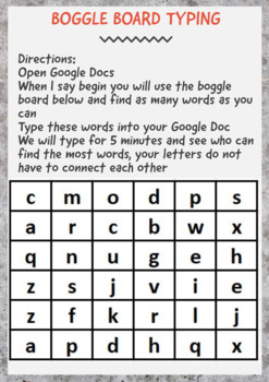 Preview of Boggle Board for Typing