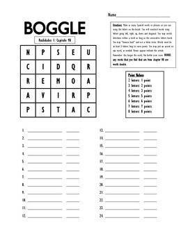 Boggle Game Realidades 1 4B Vocabulary Leisure Activities Hobbies Jugar