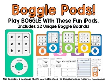 Preview of Boggle Pods!  32 Unique Boggle Boards on Fun iPods! Have Fun Making Words!