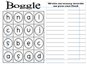 Boggle game sheets - 32 by Jennifer Jung | Teachers Pay Teachers