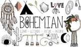 Bohemian Illustration Bundle | Clipart Patterns Posters Le