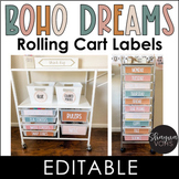 10 Drawer Cart and Essex Rolling Cart Labels Editable - Boho