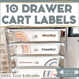 Boho 10 Drawer Rolling Cart Labels 100% Text-Editable