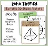 Boho 3D Shape Posters | Math Focus Wall | Boho Forest Theme Décor