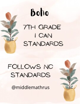 Preview of Boho: 7th Grade I can standards (NC Math)