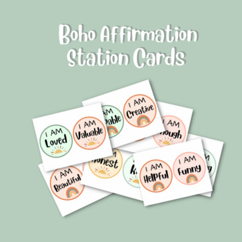 Preview of Boho Affirmation Sation Cards