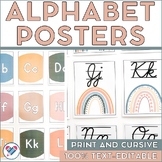 Boho Alphabet Posters Print and Cursive 100% Text-Editable