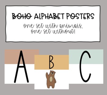 Preview of Boho Alphabet Posters (with and without animals)