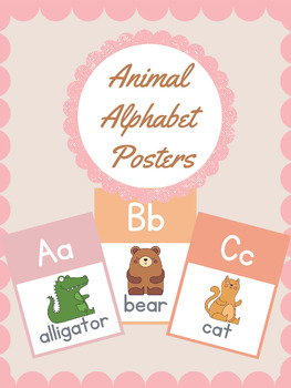 Boho Animal Alphabet Classroom Decor - Pink and Peach Posters | TPT