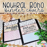 Boho Binder Covers & Spines Editable Neutral Boho Classroom Decor