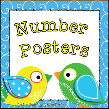 Preview of Boho Bird Classroom Number Posters