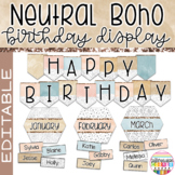 Boho Birthday Display Editable Neutral Classroom Decor