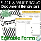 Boho Black and White Classroom Decor Editable Behavior Doc