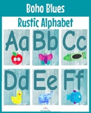 Boho Blues Rustic Alphabet Clip Art Soft Colors