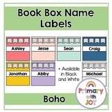 Boho Book Box Name Labels | Oh Happy Day Colors | Black & 