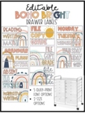 Boho Bright Rolling Cart Drawer Labels - EDITABLE