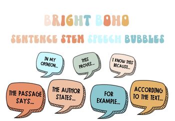 Preview of Boho Bright Sentence Stem Speech Bubbles