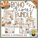 Boho Bundle Clipart Set | Digital Backgrounds, Headers, Sp