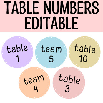 Preview of Boho Calm Colors Classroom Table Numbers, Table, Team and Group Numbers