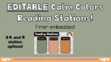 Boho Calming Colors EDITABLE Reading Stations Slides