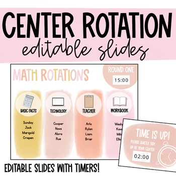 Preview of Boho Center Rotation Slides with Timers