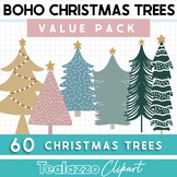 Boho Christmas Trees Clipart Value Bundle for commercial use