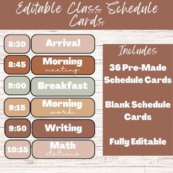 Preview of Boho Class Daily Schedule Cards Editable
