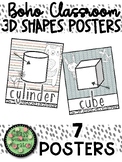 Boho Classroom: 3D Shapes Posters