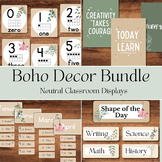 Boho Classroom Decor Bundle - Calm and Neutral Plant Theme