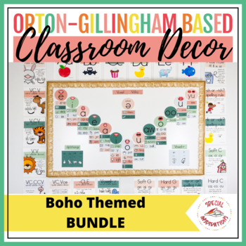 Preview of Boho Classroom Decor Bundle | Orton-Gillingham | Science of Reading