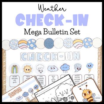 Preview of Boho Mental Health Bulletin Board | Weather Feelings Check In | Back to School