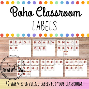 Preview of Boho Classroom Labels (Classroom Decor)