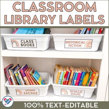 Preview of Boho Classroom Library Labels 100% TEXT-EDITABLE