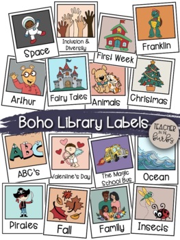 Preview of 90+ Boho Classroom Library Labels | Editable Book Bin Library Labels