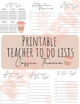 Preview of Boho Coffee Theme Teacher To Do List