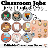 Boho Color Classroom Jobs Display with Visuals | Classroom Decor