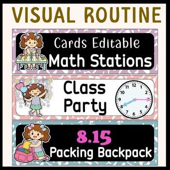 Preview of Boho Composition Notebook Visual Schedule Cards Editable Classroom Routine