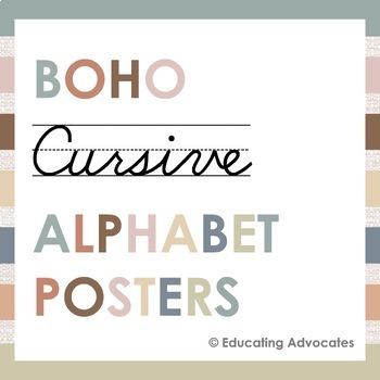 Preview of Boho Cursive Alphabet Card Posters - Everyone is Welcome Style
