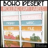 Boho Desert Classroom Decor | Rolling Cart Labels - Editable!