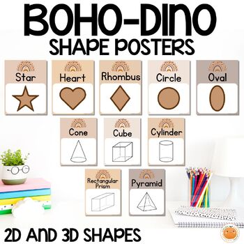 Preview of Boho-Dinosaurs Shape Posters, Bulletin Boards & Classroom Decor, Back to School