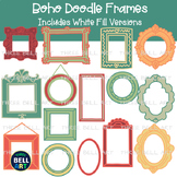 Boho Doodle Picture Frames Clipart  {Three Bell Art Clipart}