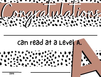 Preview of Boho Dotted Earth Tone Reading Level Certificates