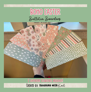 Preview of Boho Easter Bulletin Board Borders, Boho Spring Borders, Easter Bulletin