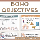 Boho Editable Objectives - Full-Page and Half-Page Objecti