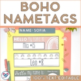 Boho Editable Student Name Tags 100% TEXT-EDITABLE