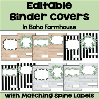 Preview of Farmhouse Editable Binder Covers Classroom Organization & Decor