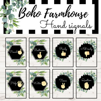 Farmhouse Hand Signals Boho Farmhouse Classroom Decor By A Magical World